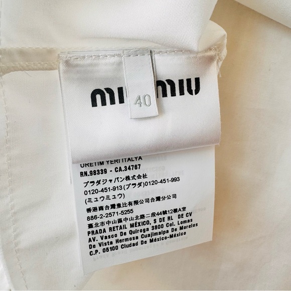 Miu Miu Peter Pan Collar Cropped Cotton Poplin shirt size 40 - Picture 11 of 16